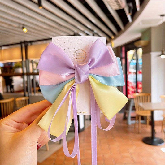 Colorful Hair Clips Kids Girls Bow Hair Clip Ribbon Children's Party Performance