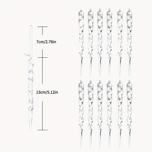 12pcs Transparent Ice Strip Hanging Acrylic Ice Strip Christmas Tree Decoration