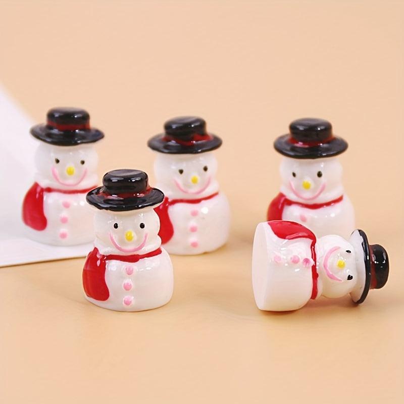 10pcs Resin Snowman Figurines for Christmas Decorations