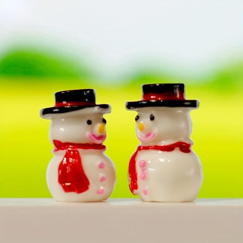 10pcs Resin Snowman Figurines for Christmas Decorations