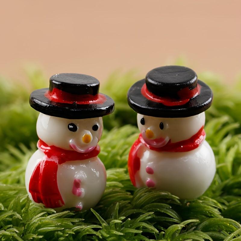10pcs Resin Snowman Figurines for Christmas Decorations