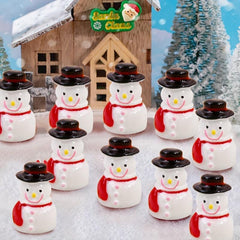 10pcs Resin Snowman Figurines for Christmas Decorations