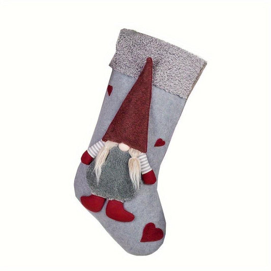 Faceless Doll Christmas Stocking 3D Plush Santa Claus Pattern Holiday Decoration
