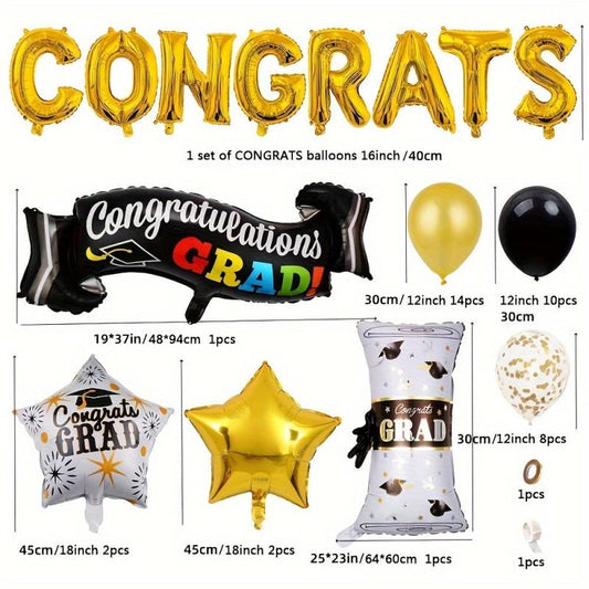 39pcs Graduation Party Balloons Green Aluminum Film Decoration Set
