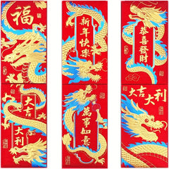 6pcs Dragon Red Envelopes Lucky Money Packets