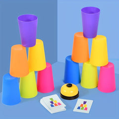 Fast Stacking Cups Game with Challenge Cards