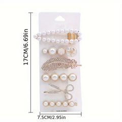 6pcs Retro Teddy Bear Flower Hair Clip Feather Scissors Faux Pearl Side Clip