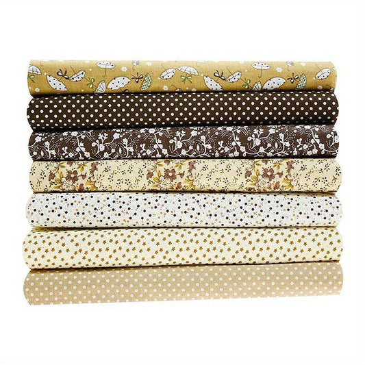 7 Pcs Quilting Fabric Bundles Fat Quarters Craft Fabric 9.84 x 9.84 Inches