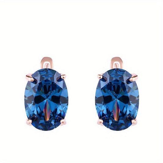 Rose Oval Zircon Earrings Classic Jewelry Gift