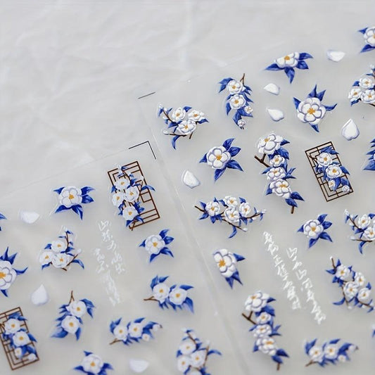 3D Camellia Nail Art Sticker Decals