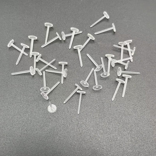 Clear Plastic Ear Studs Earring Accessories Flat Pins