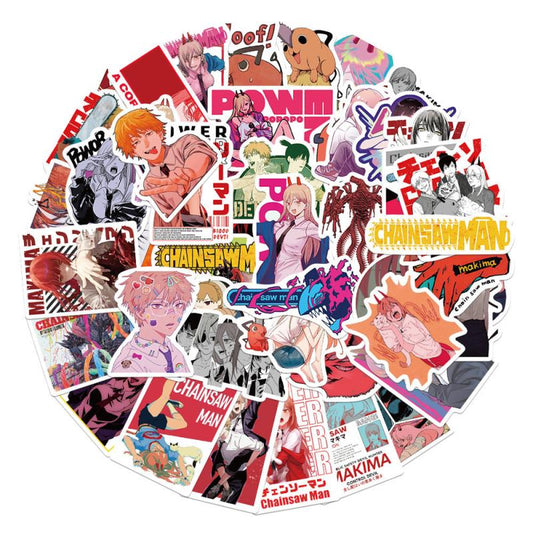 50pcs Anime Chainsaw Man Series Waterproof Stickers DIY Creative Toys