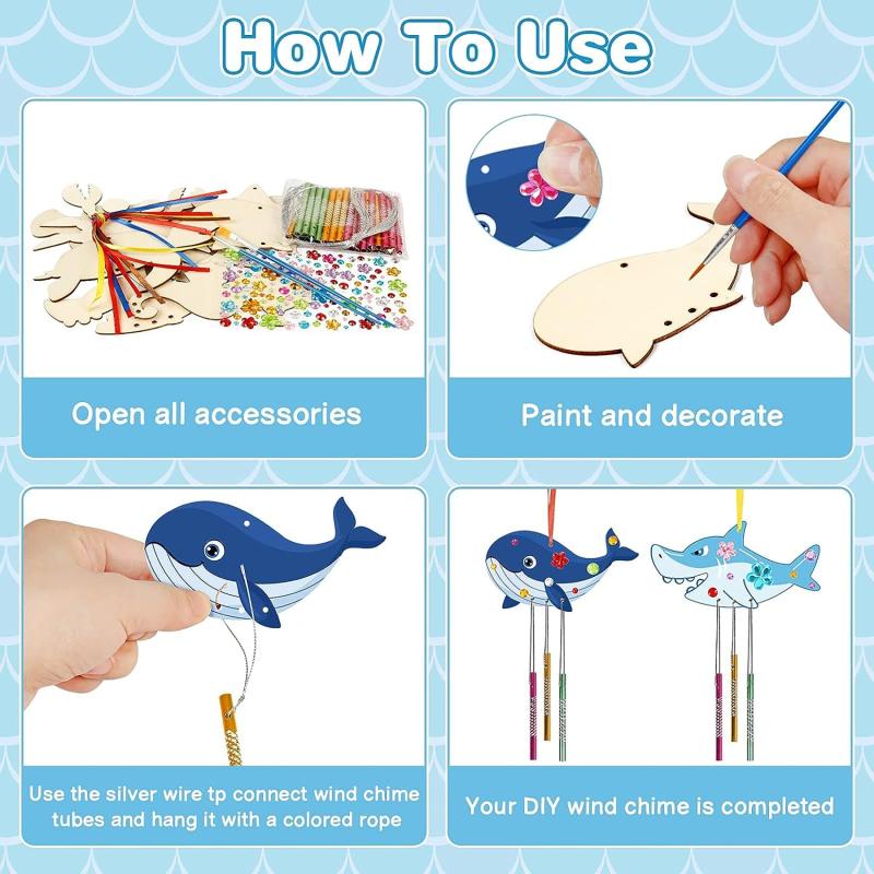 DIY Fish Wind Chime Craft Kit for Kids - Wooden Arts and Crafts