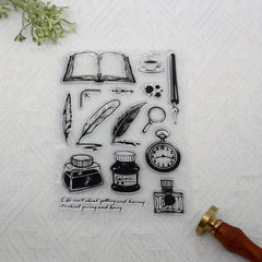 Feather Ink Pen Transparent Stamp DIY Silicone