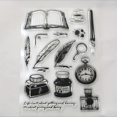 Feather Ink Pen Transparent Stamp DIY Silicone