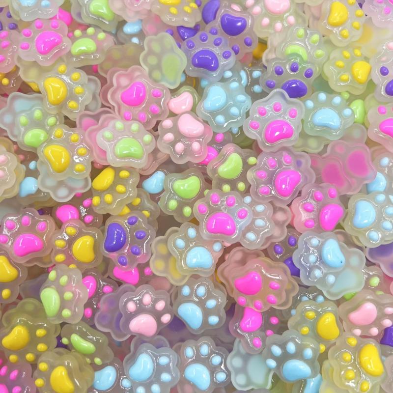 Luminous Cat Paw Resin Accessories Water Cup Stationery Mobile Phone Case DIY
