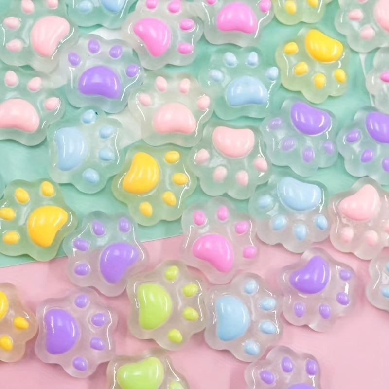 Luminous Cat Paw Resin Accessories Water Cup Stationery Mobile Phone Case DIY