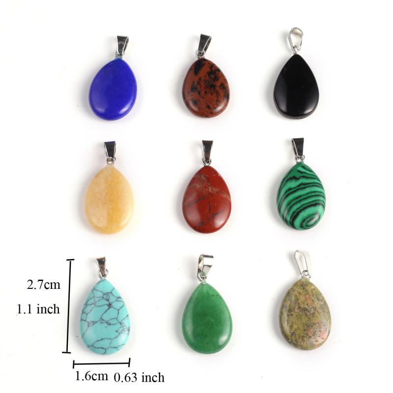 10pcs Natural Stone Drop Pendant Set for Jewelry Making DIY Necklace