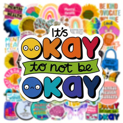 50Pcs Mental Health Motivation Stickers, Waterproof Decorative DIY Stickers