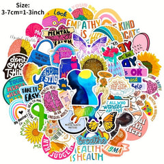 50Pcs Mental Health Motivation Stickers, Waterproof Decorative DIY Stickers
