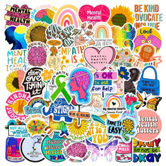 50Pcs Mental Health Motivation Stickers, Waterproof Decorative DIY Stickers