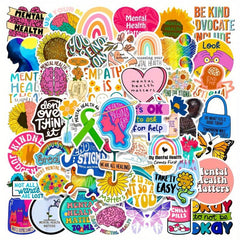 50Pcs Mental Health Motivation Stickers, Waterproof Decorative DIY Stickers