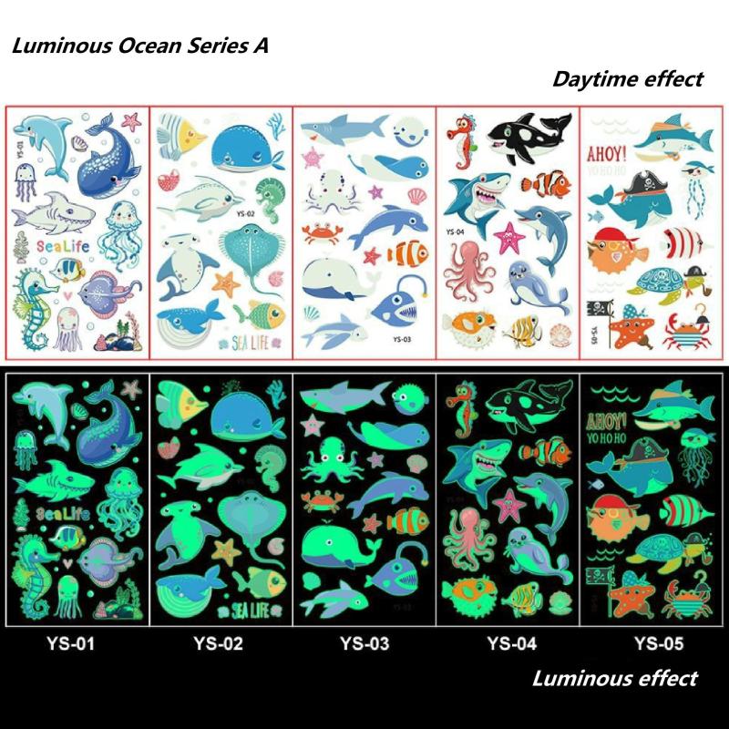 5pcs Marine Animal Tattoo Stickers Waterproof Temporary Stickers