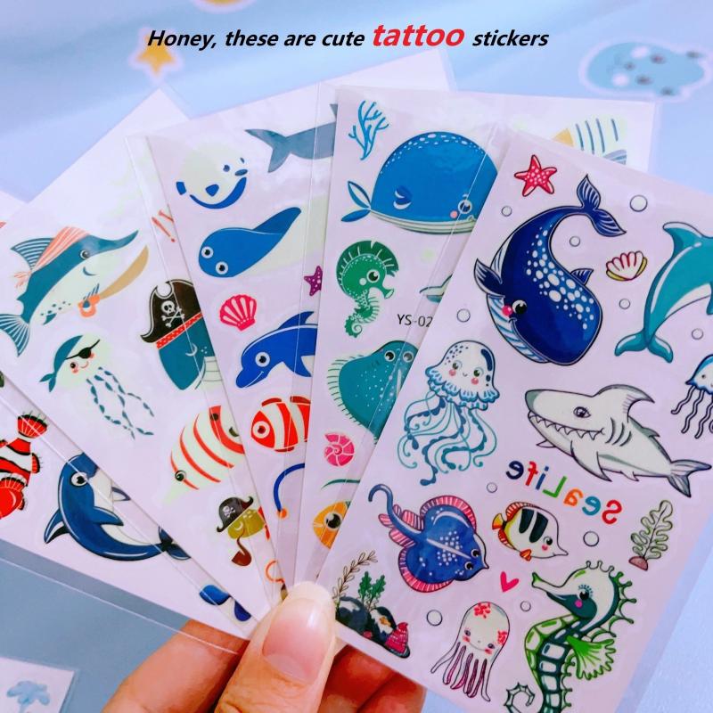5pcs Marine Animal Tattoo Stickers Waterproof Temporary Stickers