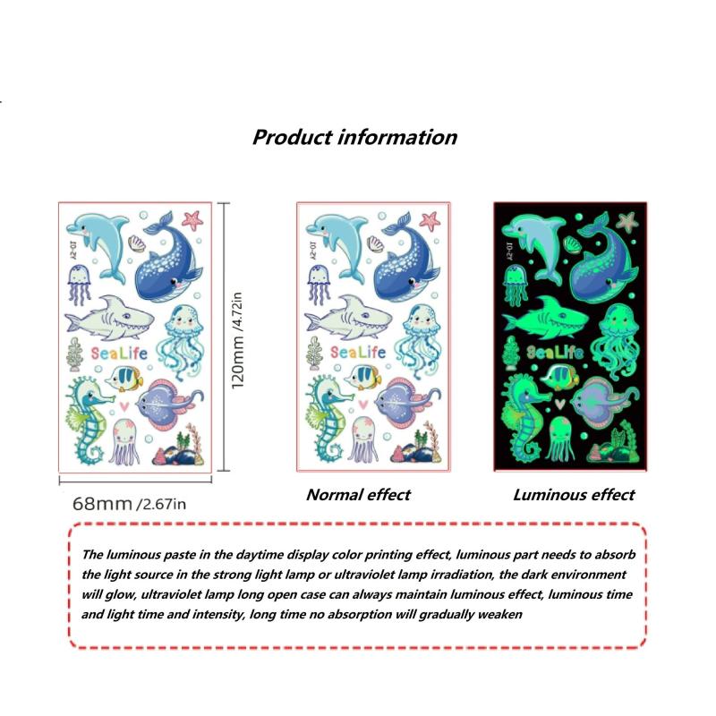 5pcs Marine Animal Tattoo Stickers Waterproof Temporary Stickers