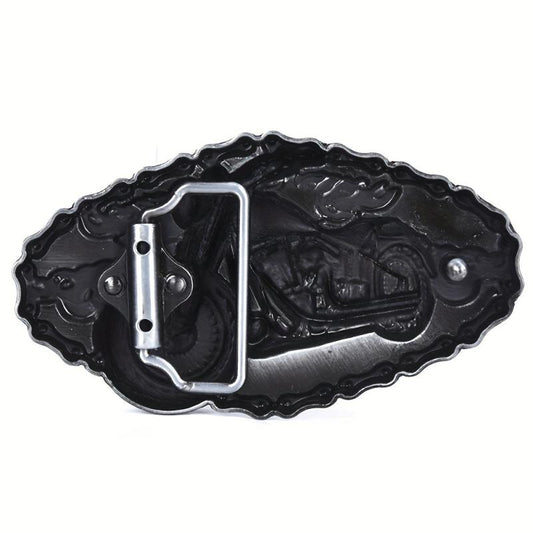 Punk Metal Belt Buckle with Vintage Motorcycle Pattern