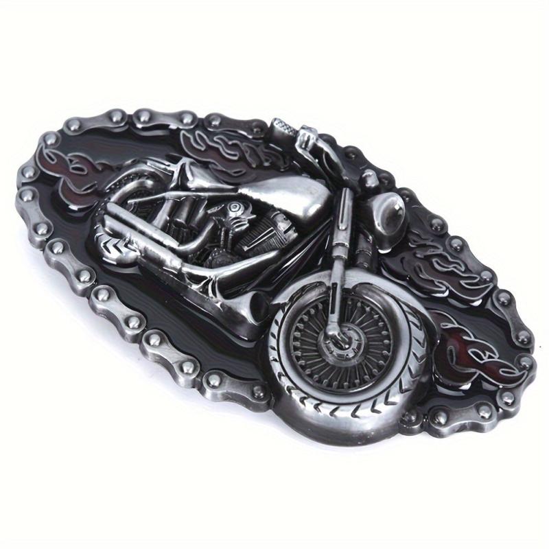 Punk Metal Belt Buckle with Vintage Motorcycle Pattern