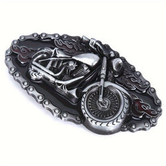 Punk Metal Belt Buckle with Vintage Motorcycle Pattern