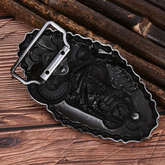 Punk Metal Belt Buckle with Vintage Motorcycle Pattern