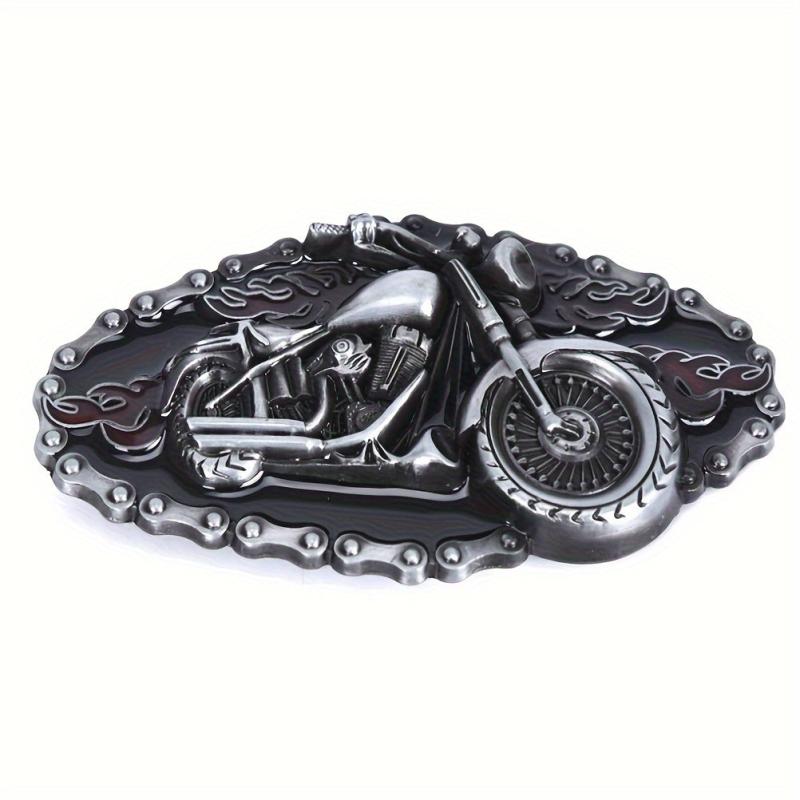 Punk Metal Belt Buckle with Vintage Motorcycle Pattern