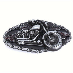 Punk Metal Belt Buckle with Vintage Motorcycle Pattern