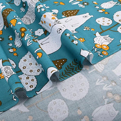 Cotton Cartoon Print Fabric Hand Patchwork 6 Pieces Twill Fabric