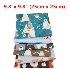Cotton Cartoon Print Fabric Hand Patchwork 6 Pieces Twill Fabric