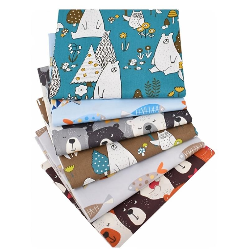 Cotton Cartoon Print Fabric Hand Patchwork 6 Pieces Twill Fabric