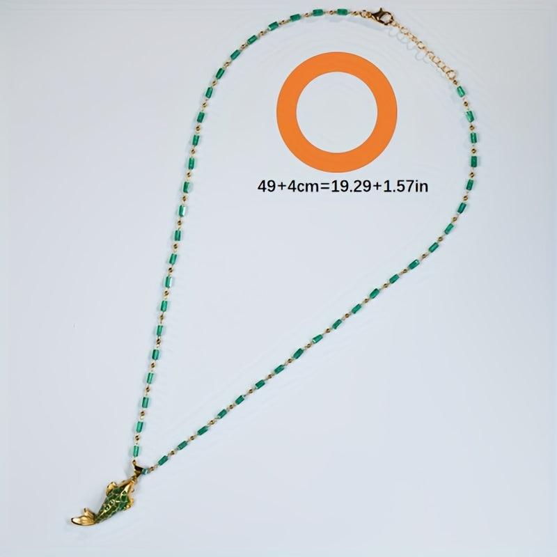 Handcrafted Emerald Green Koi Fish Pendant Necklace