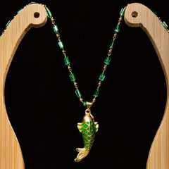 Handcrafted Emerald Green Koi Fish Pendant Necklace