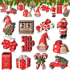 36pcs Red Christmas Wooden Decorations Tree Hanging Home Decor