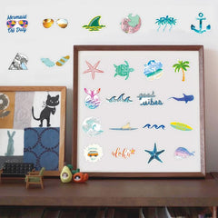 50pcs Sand Camping Stickers Pack Waterproof Travel Wildlife Stickers