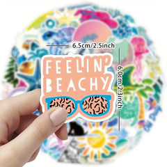 50pcs Sand Camping Stickers Pack Waterproof Travel Wildlife Stickers