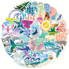 50pcs Sand Camping Stickers Pack Waterproof Travel Wildlife Stickers