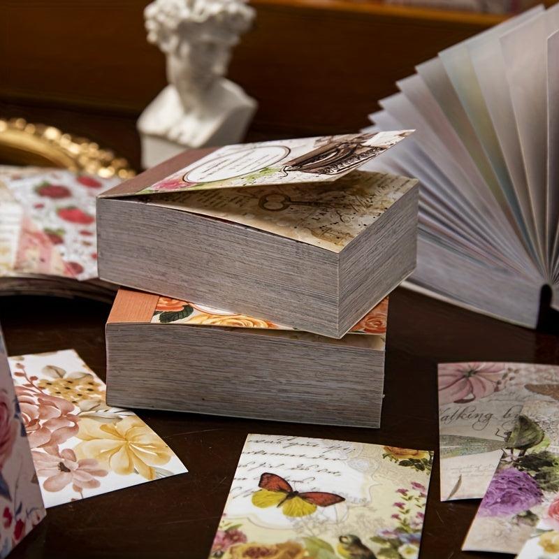 100PCS Vintage Floral Scrapbooking Paper DIY Collage Projects
