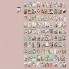 100PCS Vintage Floral Scrapbooking Paper DIY Collage Projects