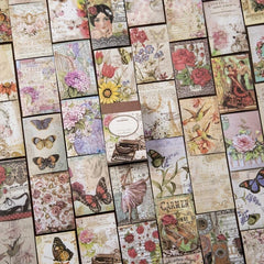 100PCS Vintage Floral Scrapbooking Paper DIY Collage Projects