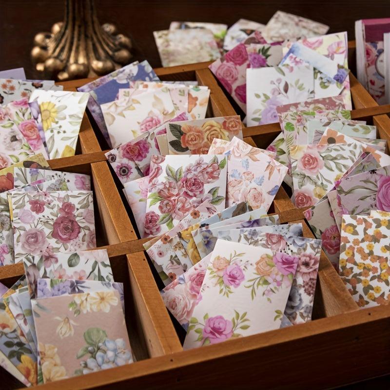 100PCS Vintage Floral Scrapbooking Paper DIY Collage Projects