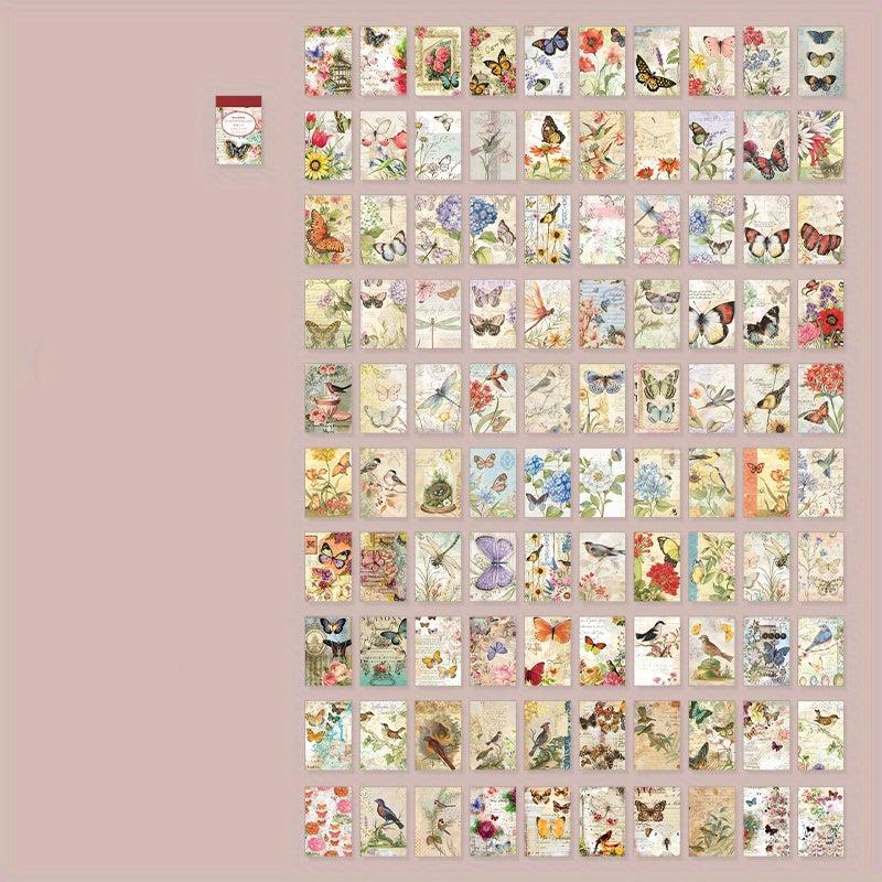 100PCS Vintage Floral Scrapbooking Paper DIY Collage Projects