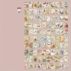 100PCS Vintage Floral Scrapbooking Paper DIY Collage Projects